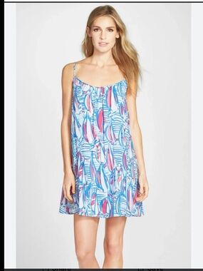 Lilly Pulitzer Daphne Red Right Return Sailboat Nautical Swing Dress